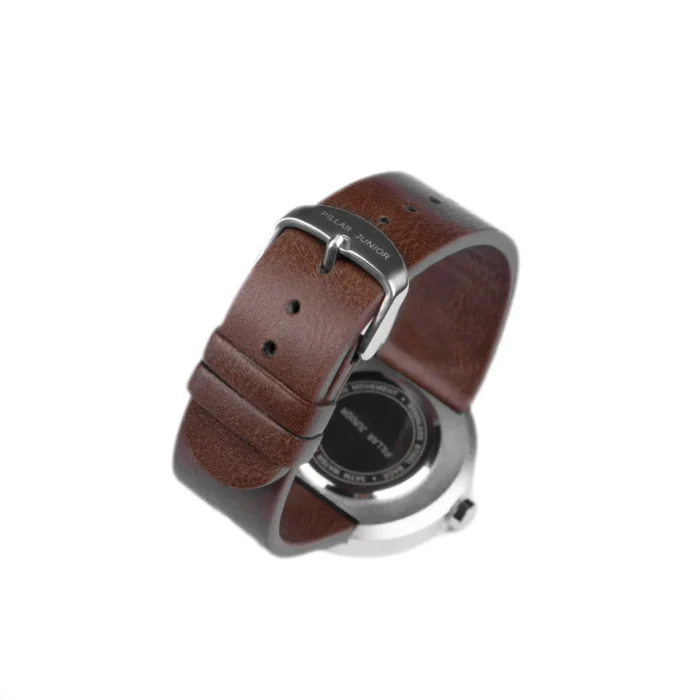 ساعت مچی مینیمال پیلار جونیور - بند چرم قهوه‌ای صفحه نقره‌ای - تصویر 3